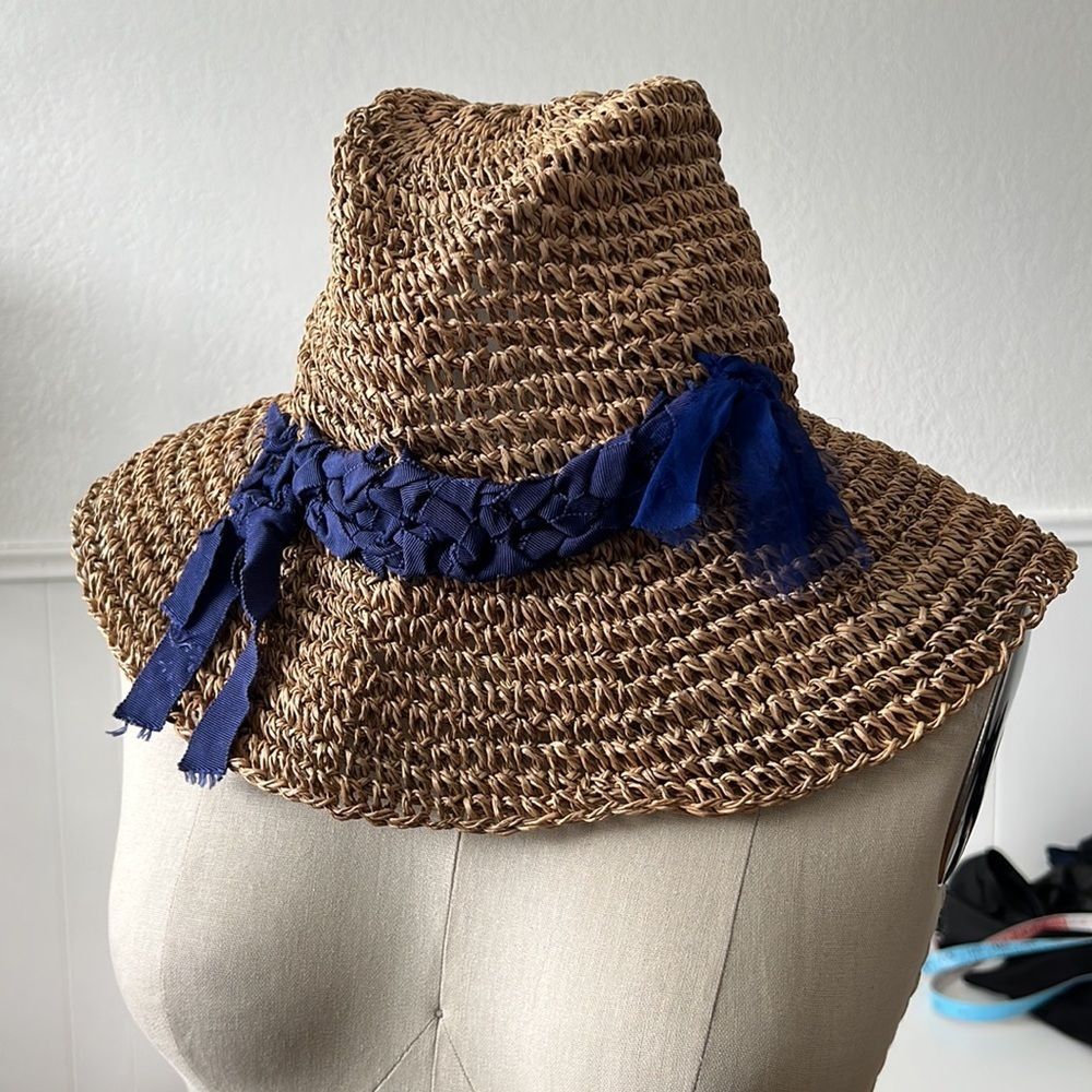 Vintage LANVIN raffia straw vacation sun bucket hat